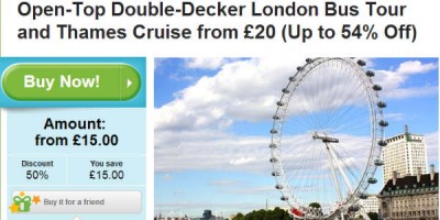 Borgartúr og sigling í London á helmings afslætti hljómar ekki illa.