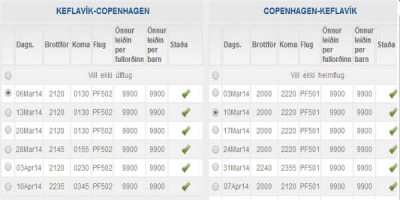 Enn er hægt að kaupa flug aðra leið til Köben á 9.900 krónur. Skjámynd af vef Heimsferða