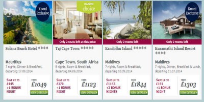 Lúxus á fjarlægum eyjum með duglegum afslætti með Kuoni. skjáskot