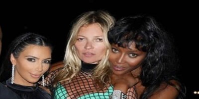 Kim Kardashian, Kate Moss og Naomi Campbell eru þrjár af stjörnum heimsins sem djammað hafa út í eitt síðustu dagana á Ibiza. Skjáskot af twittervef Kardashian