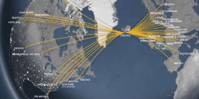 Leiðakerfi Icelandair á næsta ári en þarna vantar inn Anchorage í Alaska. 