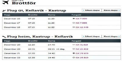 Eitt að komast ódýrt út en annað að greiða svo þrefalt það heim aftur. skjáskot