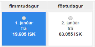 Missa af fjörinu og fara fyrsta janúar eða greiða hönd og fót og fara annan janúar? Skjáskot