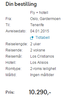 Verð fyrir tvo með Ving til Tenerife í janúar