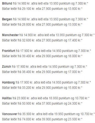 Átta áfangastaðir á vægara verði en venjulega.