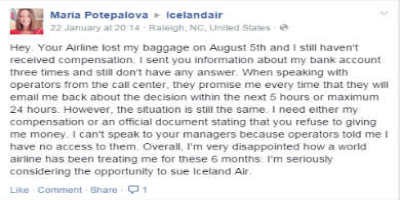 Fáránleg bið og engin þjónusta. Þessi mun níða Icelandair í svaðið um aldur og ævi. Skjáskot