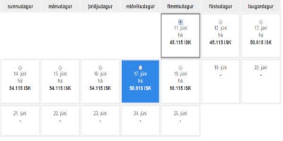 Bláa boxið á að standa fyrir lægsta verð. En gerir ekki alltaf. Skjáskot
