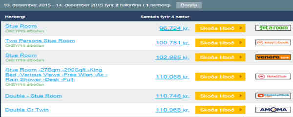 Hmmm. Einir SEX aðilar að bjóða mun lægra verð en finnst hjá Booking? Verðmunurinn drjúgur fyrir fjórar nætur. 