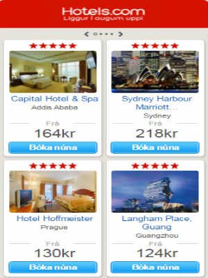 Þvílík tilboð Hotels.com. Verst að þau eiga ekkert skylt við raunveruleikann. Skjáskot