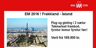 Það er ekkert annað! Flug til Parísar plús tvær nætur á þriggja stjörnu hóteli fyrir 170 þúsund krónur takk fyrir. Skjáskot
