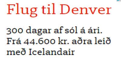 Tóm della með 300 sólskinsdaga í Kolóradó. Skjáskot