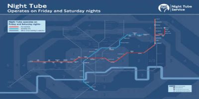 Loks næturlestakerfi í London. Skjáskot