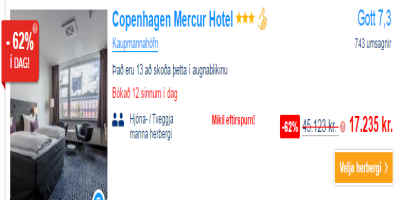 Algjörlega frábært tilboð á gistingu virðist vera raunin hér hjá Booking. Skjáskot