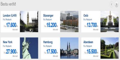 Lægsta verð í boði til nokkurra áfangastaða Icelandair. En taktu frá nokkrar vikur til að finna flug á þessu verði. Skjáskot